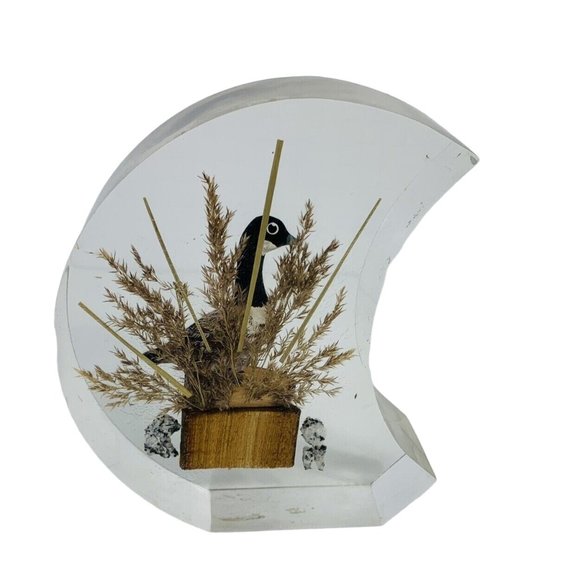 Rico Crescent Moon Lucite Duck Paperweight Figurine Wildlife Outdoor Cabin Gift - Picture 2 of 13